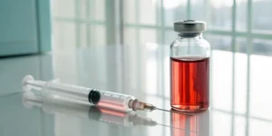 A syringe and vial of vitamin B12, a treatment that delivers the many health benefits of B12 injections.