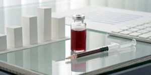 A vial of vitamin B12 and a syringe, showing how much B12 injections cost.