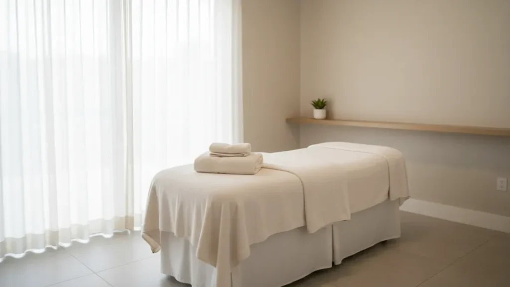 Calm treatment room for lymphatic drainage massage near me Richmond TX