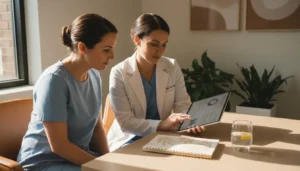 Patient discussing medical weight loss near me in Richmond with a clinician