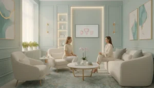 Elegant medical aesthetics consultation room at Wilmarwell in Richmond, TX