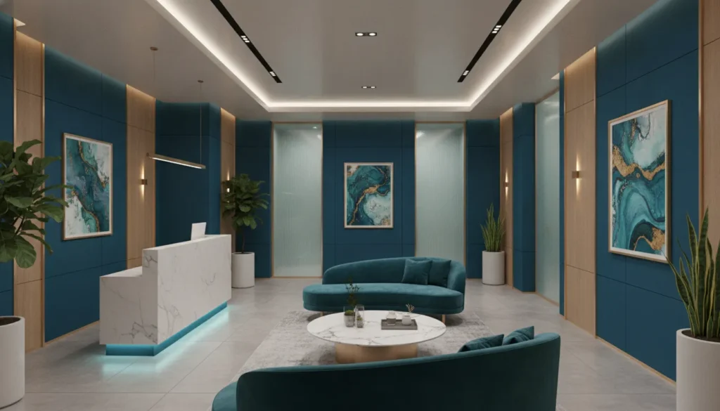 Clean modern aesthetics medical spa interior with elegant wellness design