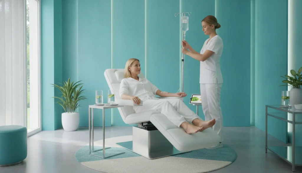 Clinician preparing detox IV therapy Richmond TX hydration treatment