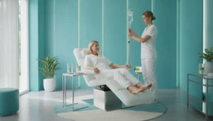 Clinician preparing detox IV therapy Richmond TX hydration treatment