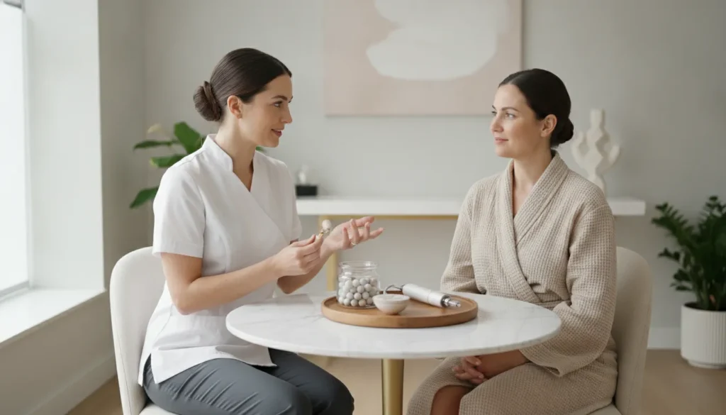 Microneedling maintenance consultation with a skincare provider