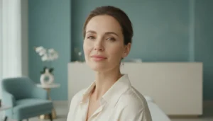 Woman with natural-looking lips following lip filler aftercare