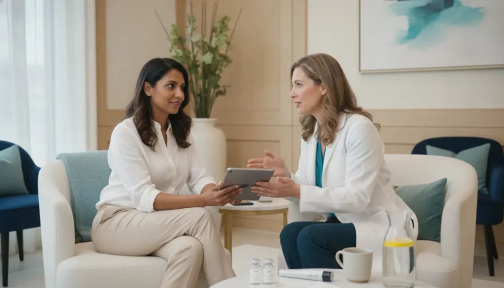 Patient discussing semaglutide vs tirzepatide with a medical provider